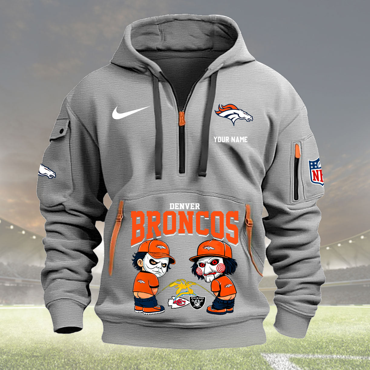 Denver Broncos Personalized Quarter Zip Hoodie New Collection AZBTQZH000284