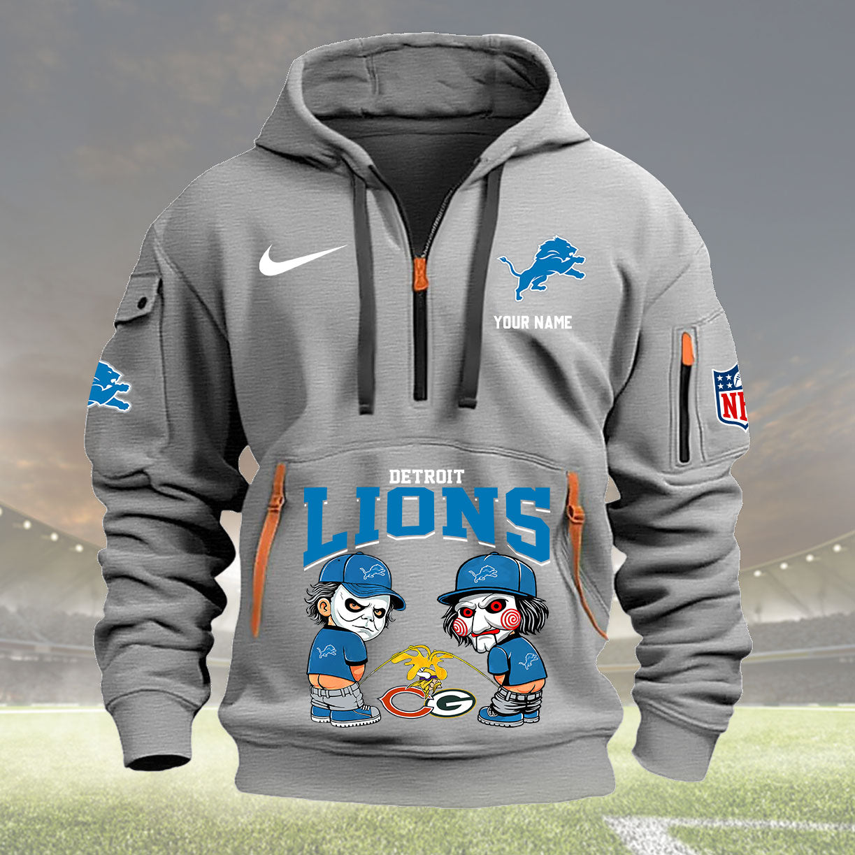 Detroit Lions Personalized Quarter Zip Hoodie New Collection AZBTQZH000285