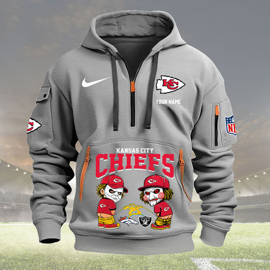 Kansas City Chiefs Personalized Quarter Zip Hoodie New Collection AZBTQZH000290
