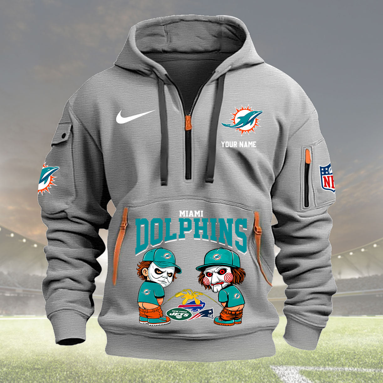 Miami Dolphins Personalized Quarter Zip Hoodie New Collection AZBTQZH000291