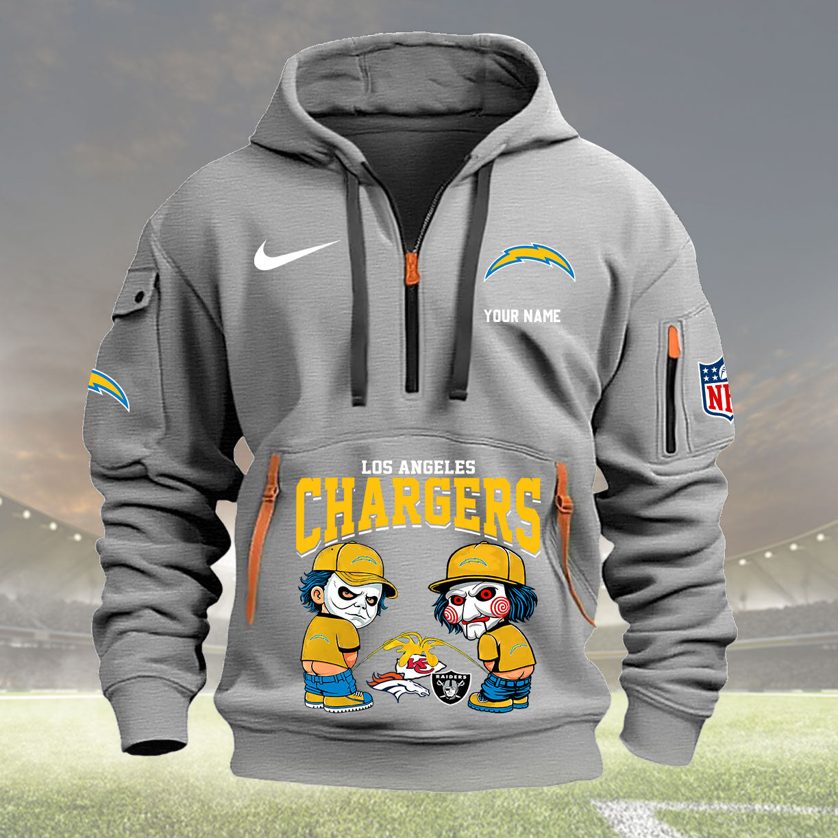Los Angeles Chargers Personalized Quarter Zip Hoodie New Collection AZBTQZH000301