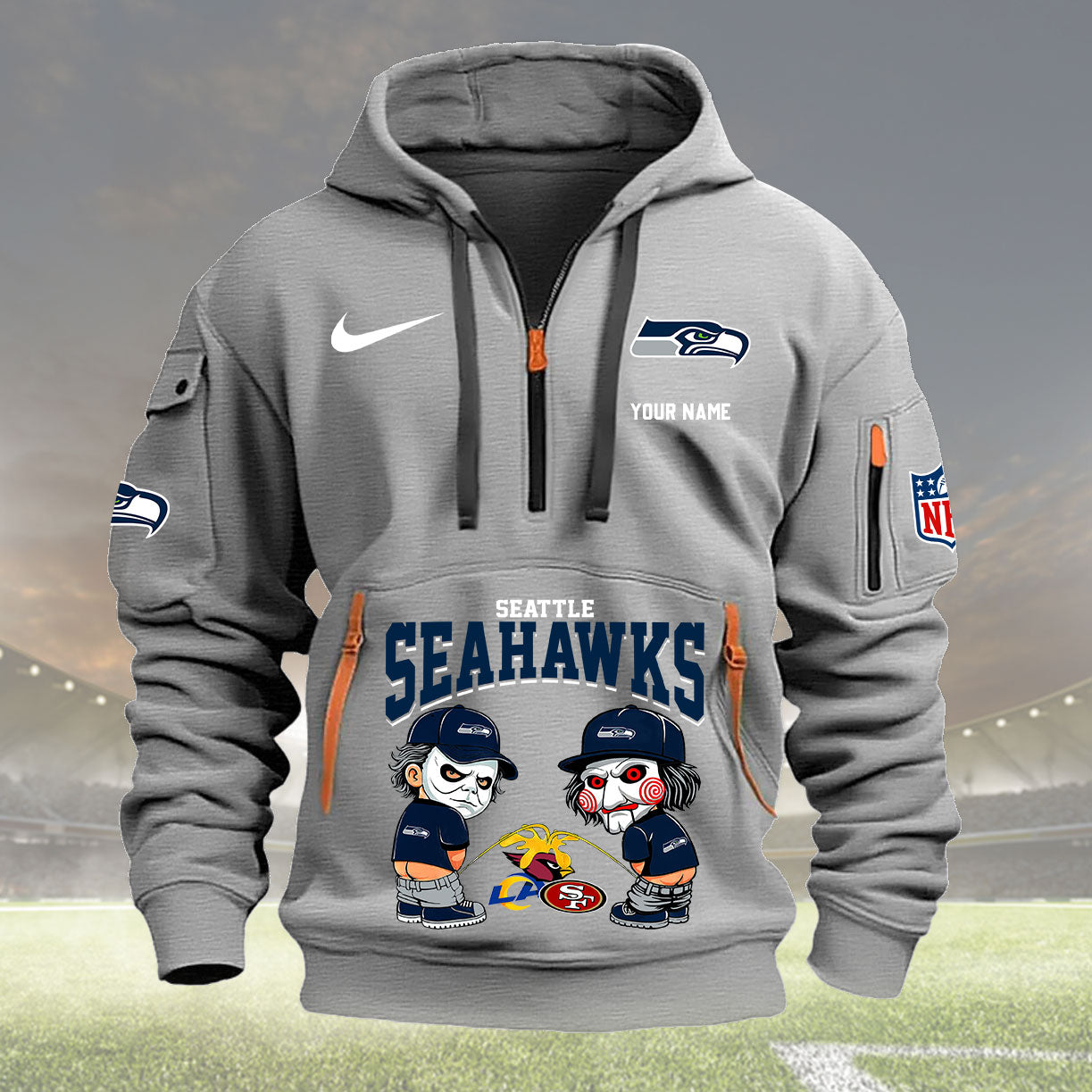 Seattle Seahawks Personalized Quarter Zip Hoodie New Collection AZBTQZH000303