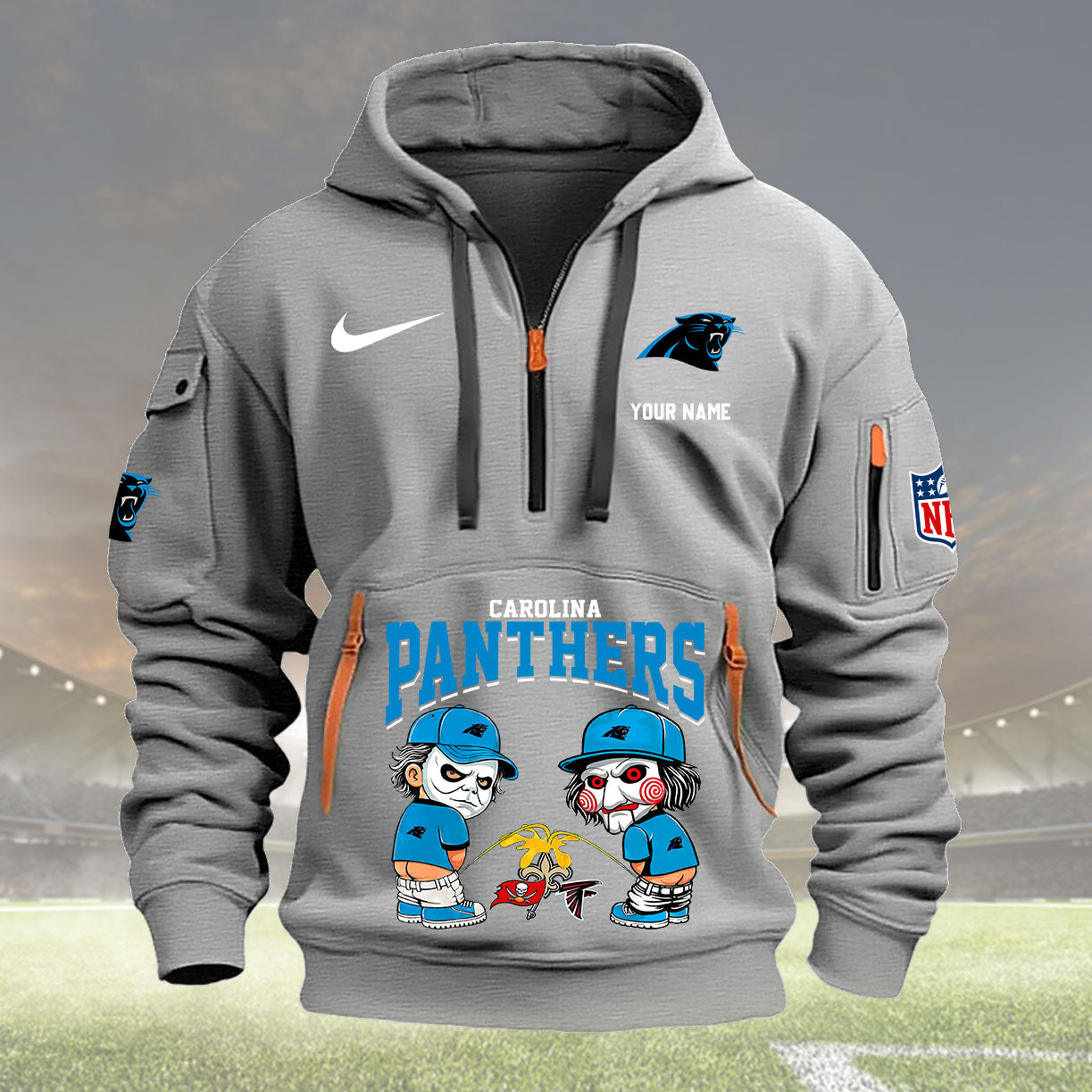 Carolina Panthers Personalized Quarter Zip Hoodie New Collection AZBTQZH000278