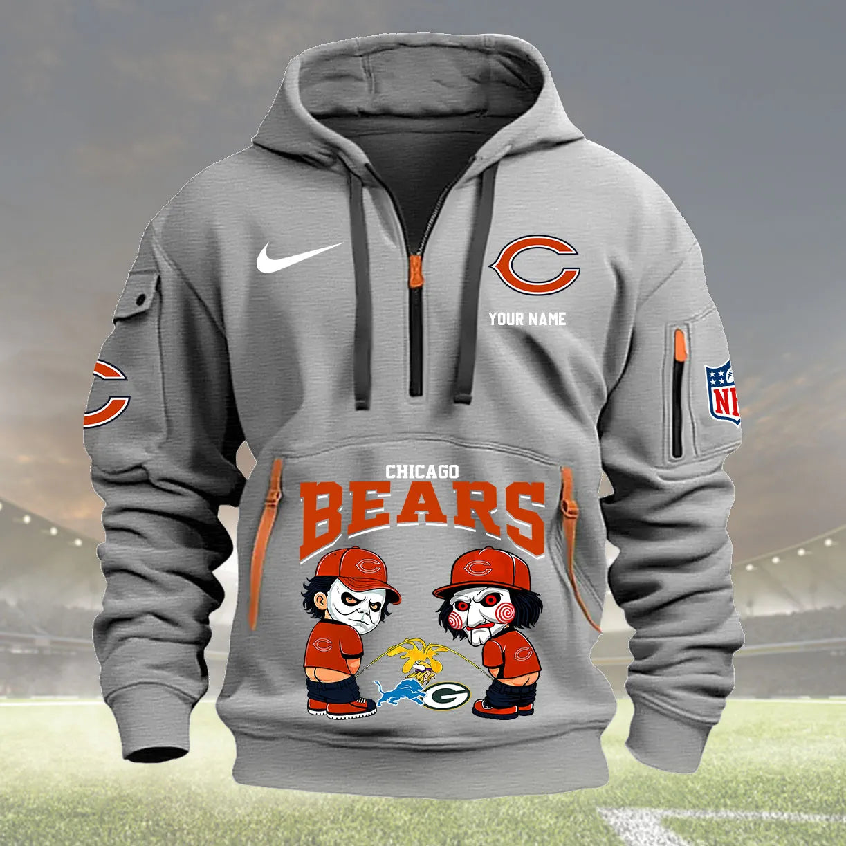 Chicago Bears Personalized Quarter Zip Hoodie New Collection AZBTQZH000280