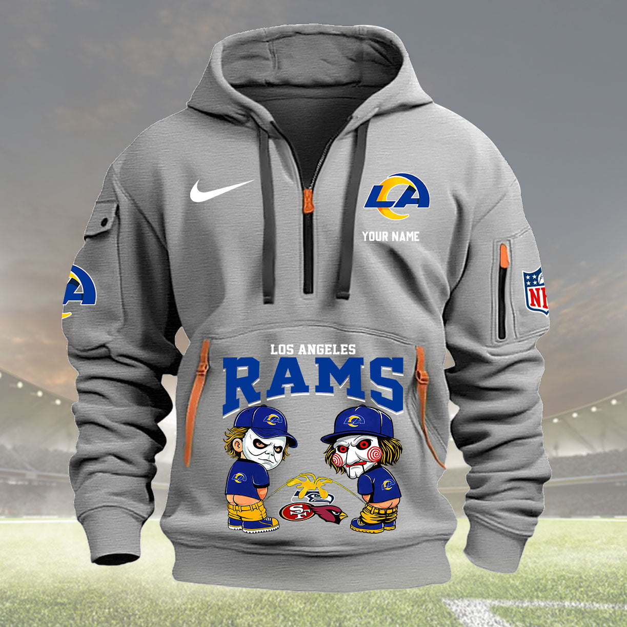 Los Angeles Rams Personalized Quarter Zip Hoodie New Collection AZBTQZH000300
