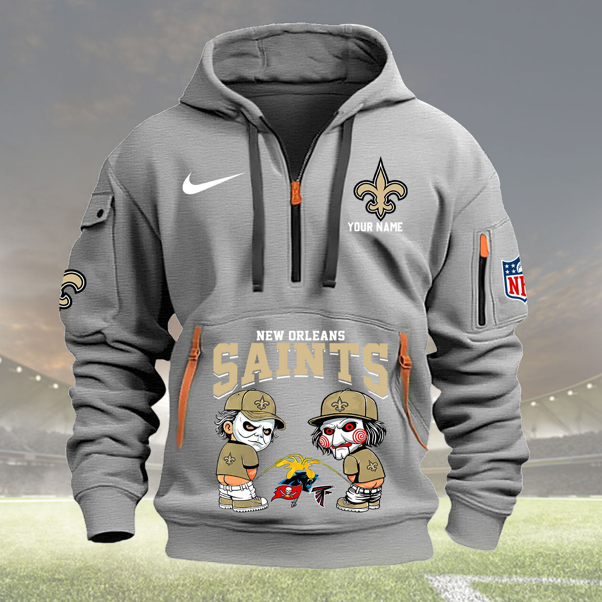 New Orleans Saints Personalized Quarter Zip Hoodie New Collection AZBTQZH000294