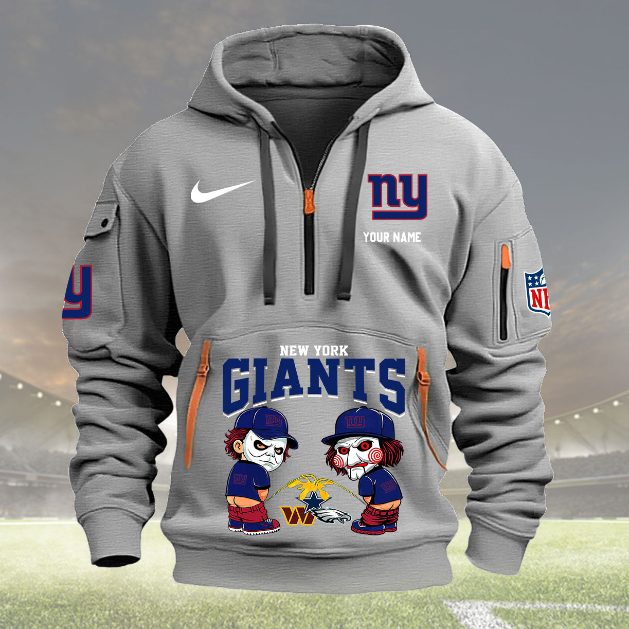 New York Giants Personalized Quarter Zip Hoodie New Collection AZBTQZH000295