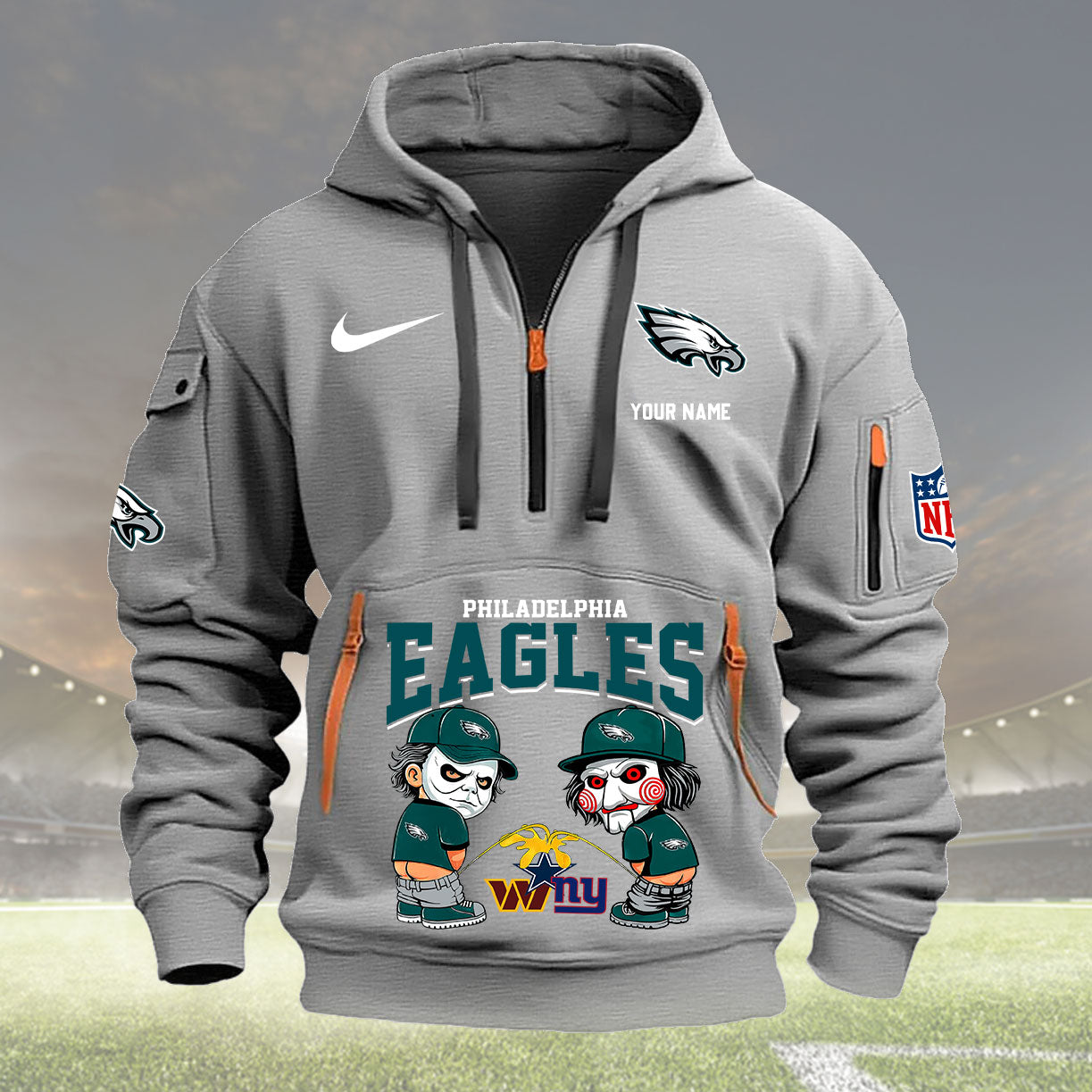 Philadelphia Eagles Personalized Quarter Zip Hoodie New Collection AZBTQZH000298