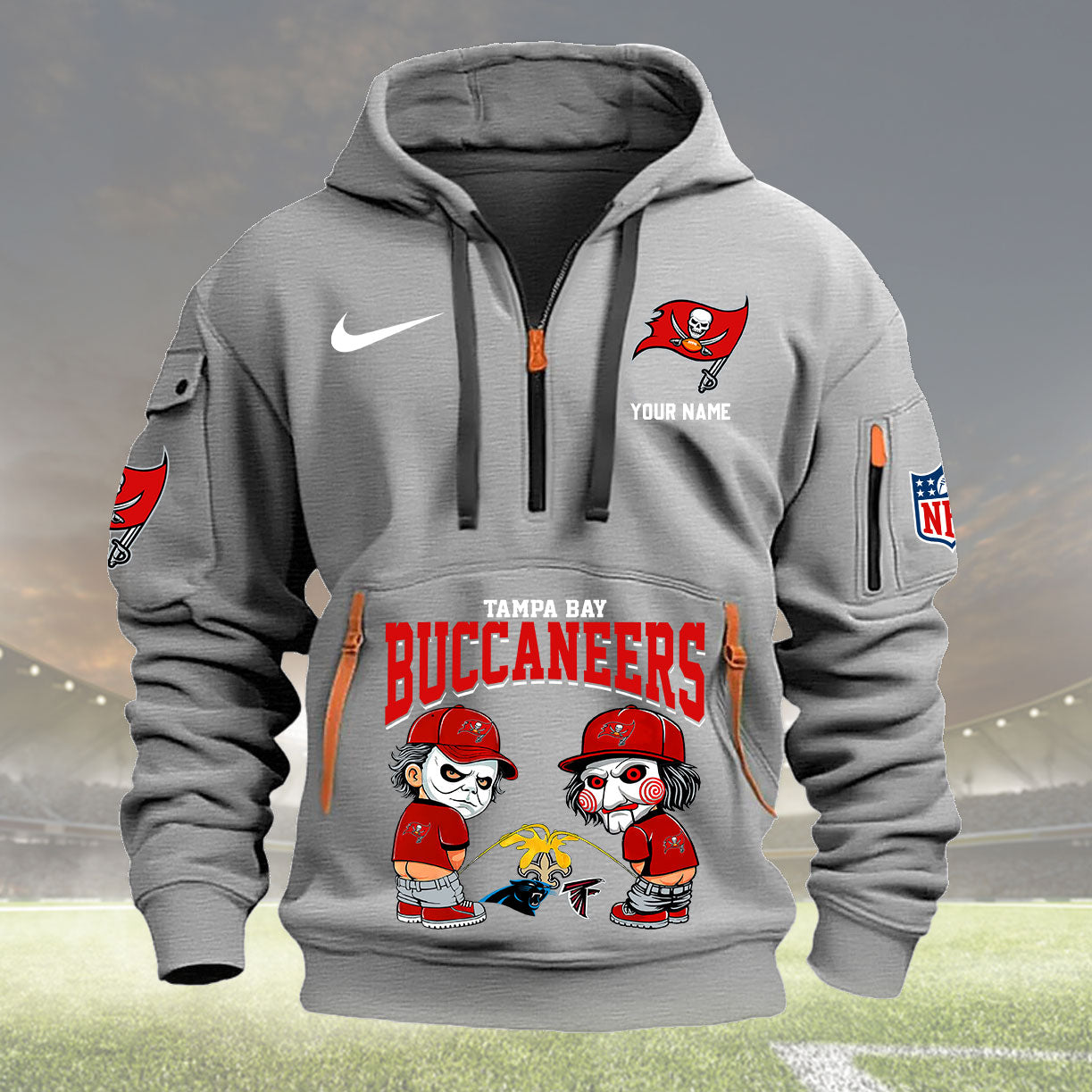 Tampa Bay Buccaneers Personalized Quarter Zip Hoodie New Collection AZBTQZH000272