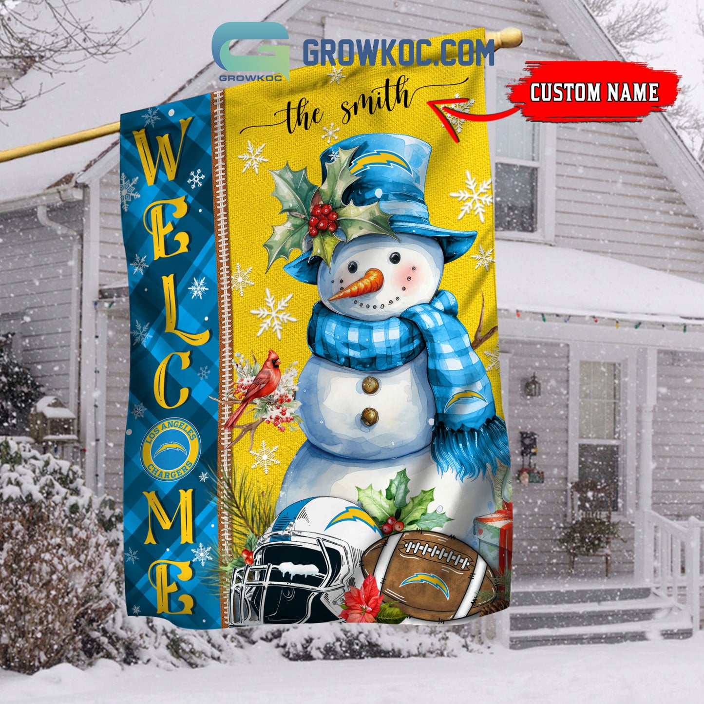 Los Angeles Chargers Christmas Personalized Flag BGFLAG537