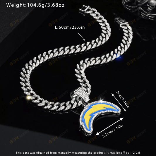 Los Angeles Chargers Hip Hop Iced Out Bling Pendant Cuban Chain