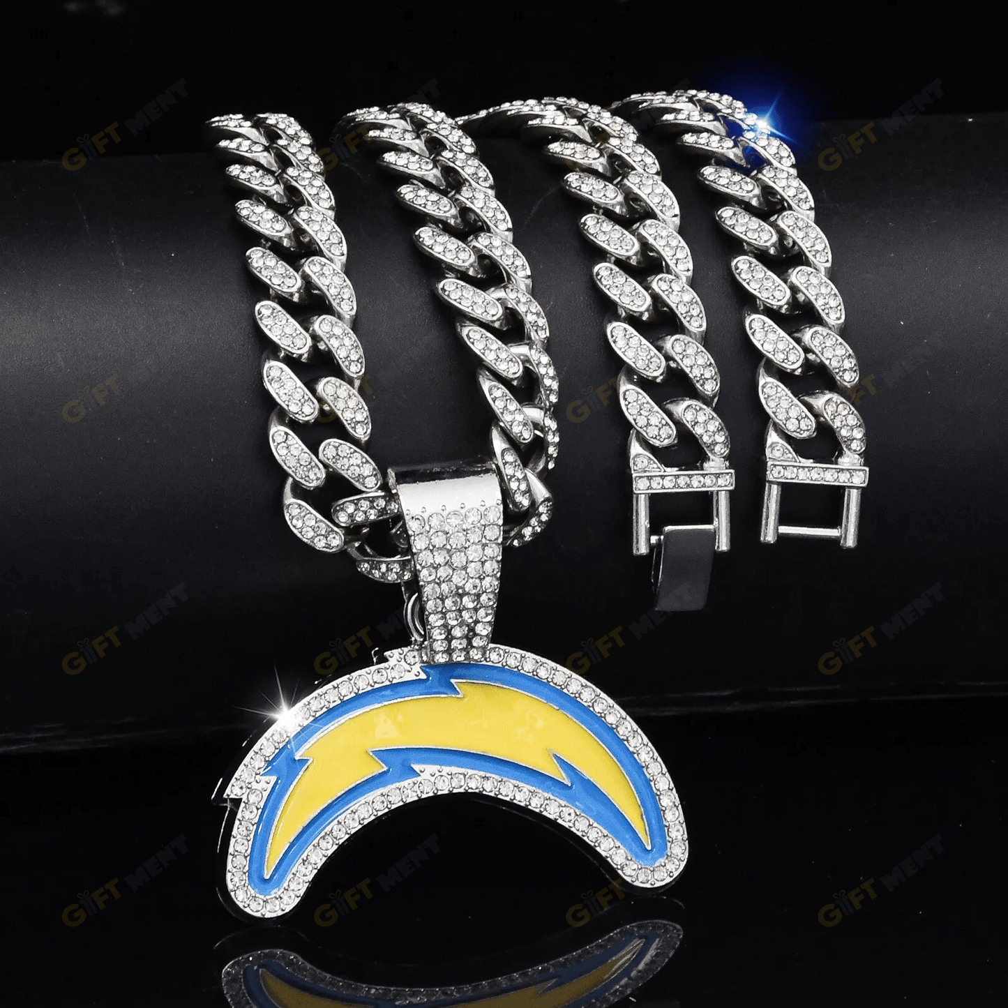 Los Angeles Chargers Hip Hop Iced Out Bling Pendant Cuban Chain