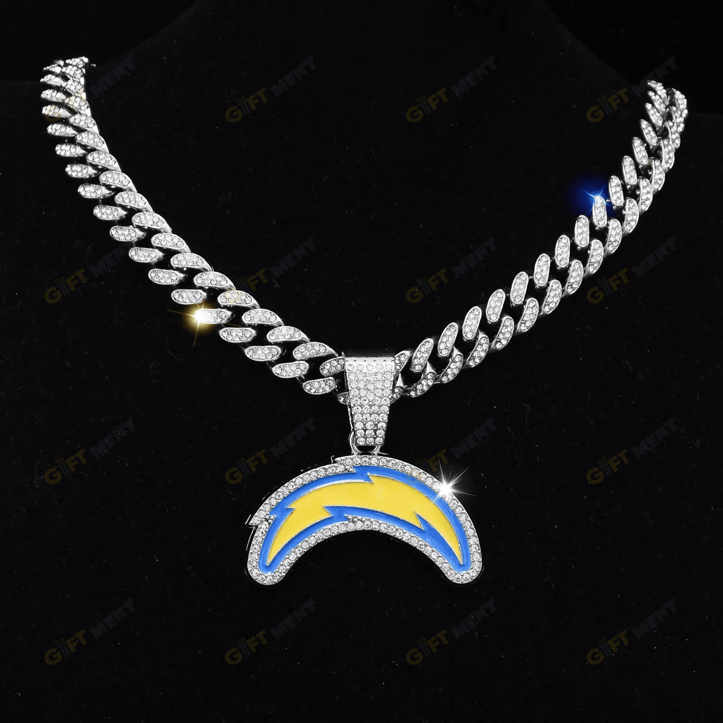 Los Angeles Chargers Hip Hop Iced Out Bling Pendant Cuban Chain