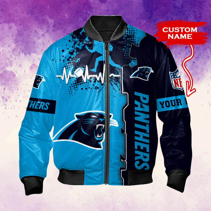 Carolina Panthers Personalized Thick Bomber Jacket CSBBT146