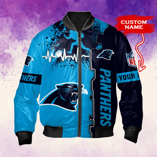 Carolina Panthers Personalized Thick Bomber Jacket CSBBT146