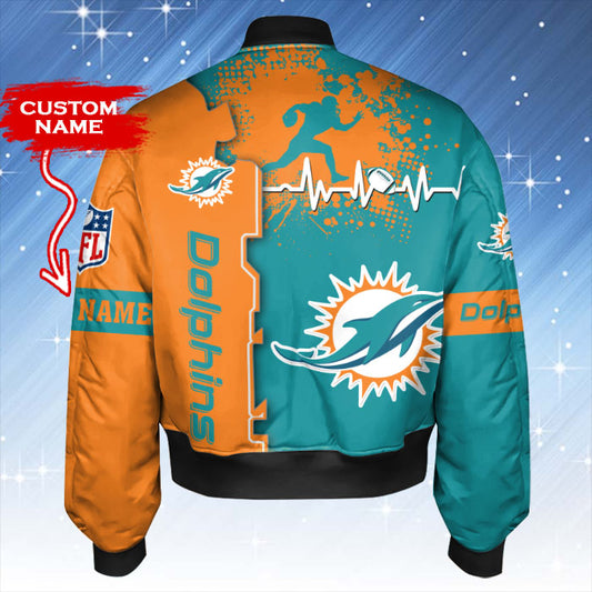 Miami Dolphins Personalized Thick Bomber Jacket CSBBT161