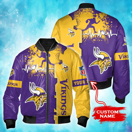 Minnesota Vikings Personalized Thick Bomber Jacket CSBBT162