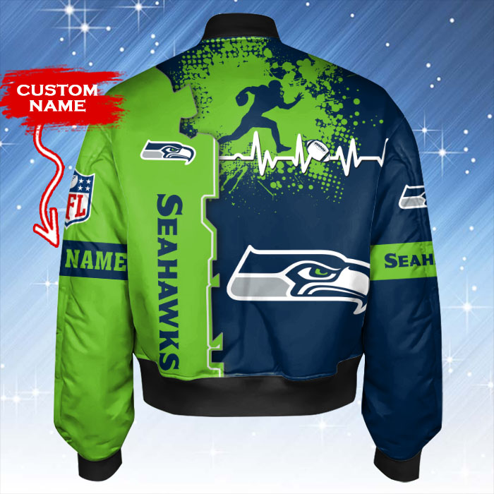 Seattle Seahawks Personalized Thick Bomber Jacket CSBBT170
