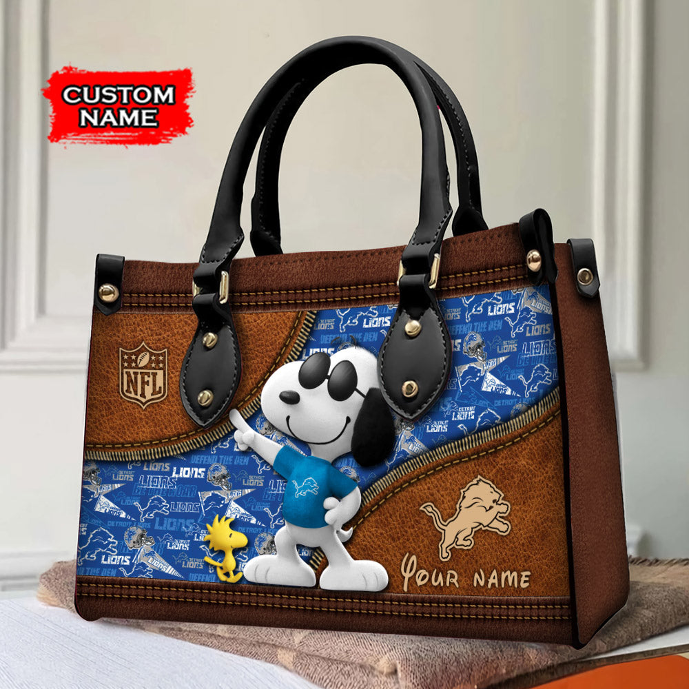 Detroit Lions Personalized Leather Hand Bag BBLTHB546