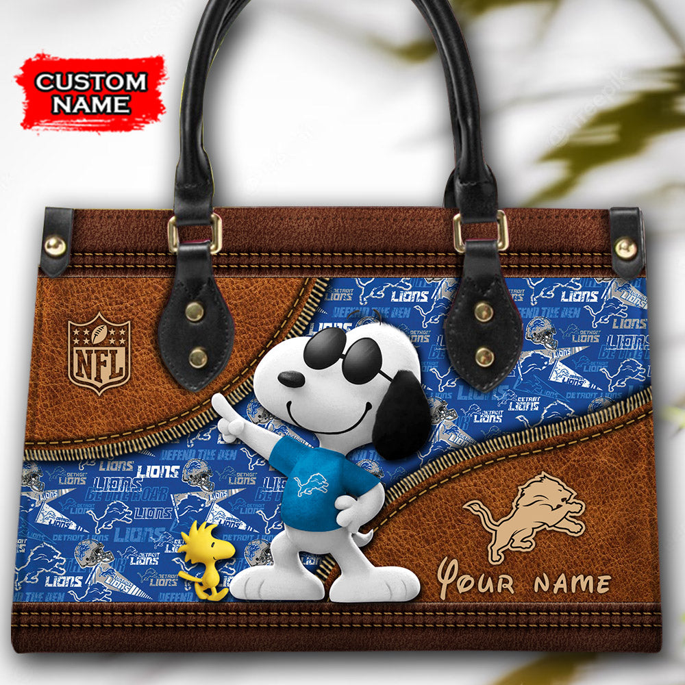 Detroit Lions Personalized Leather Hand Bag BBLTHB546