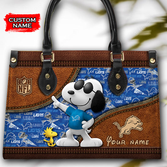 Detroit Lions Personalized Leather Hand Bag BBLTHB546