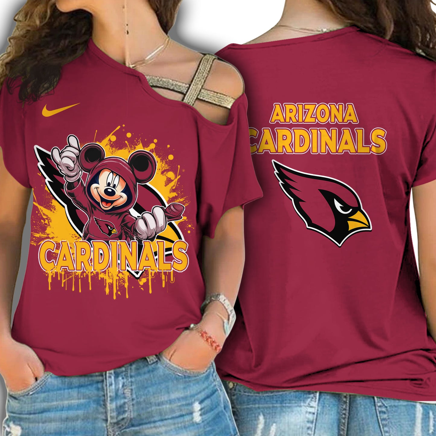 Arizona Cardinals New Woman Cross Strap Shoulder Shirt  AZBTCSS000012