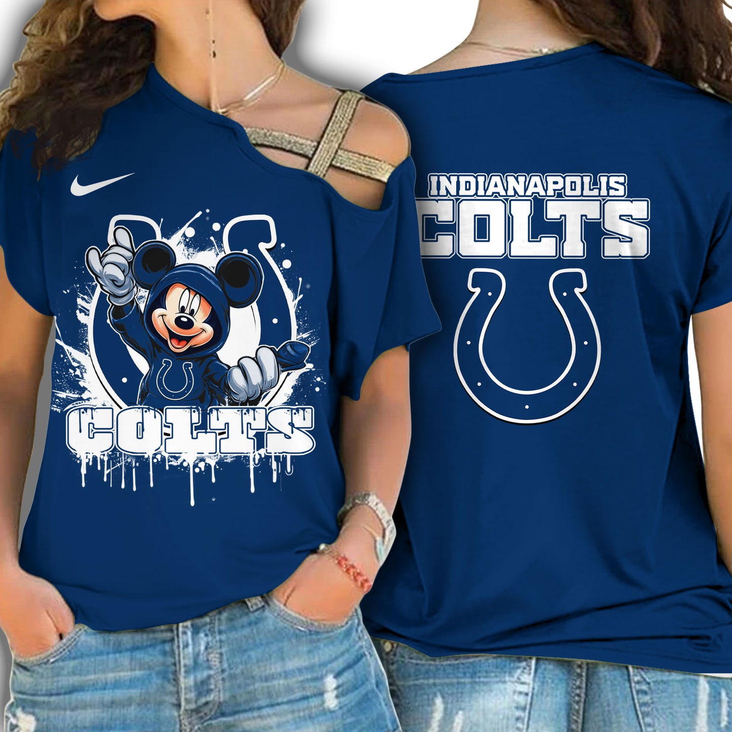 Indianapolis Colts New Woman Cross Strap Shoulder Shirt  AZBTCSS000025