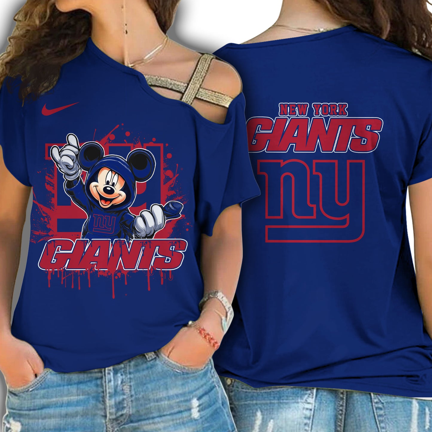 New York Giants New Woman Cross Strap Shoulder Shirt AZBTCSS000006