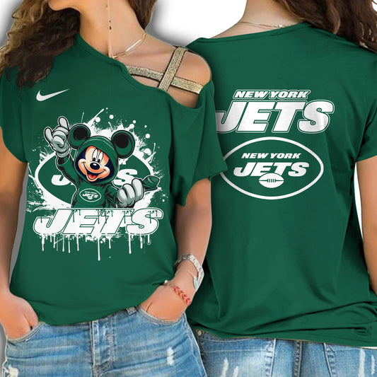 New York Jets New Woman Cross Strap Shoulder Shirt AZBTCSS000007
