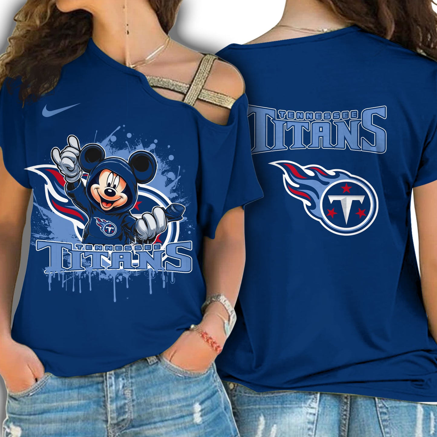 Tennessee Titans New Woman Cross Strap Shoulder Shirt  AZBTCSS000032
