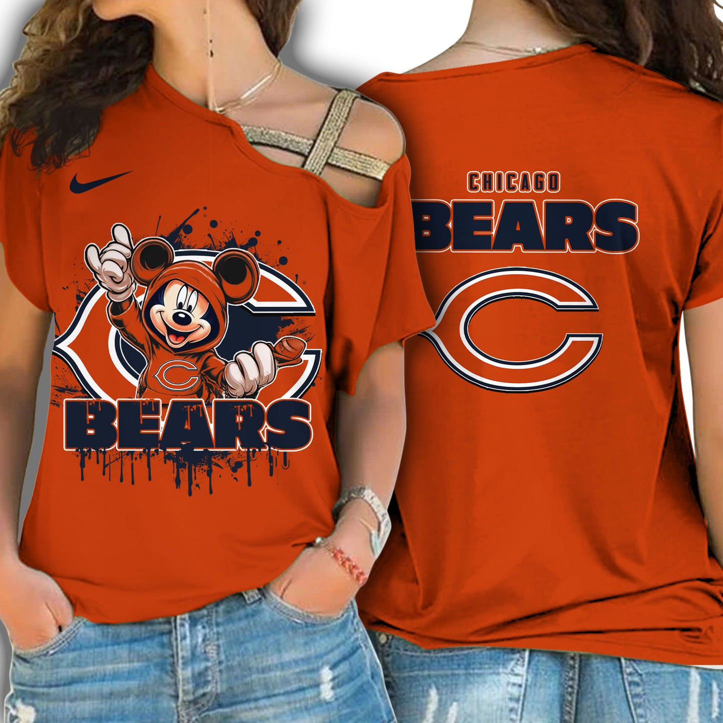 Chicago Bears New Woman Cross Strap Shoulder Shirt  AZBTCSS000017