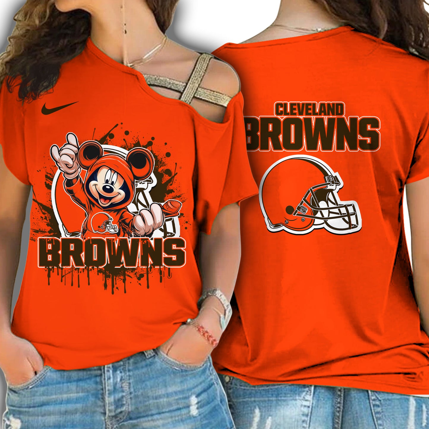 Cleveland Browns New Woman Cross Strap Shoulder Shirt  AZBTCSS000019
