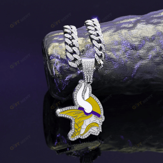 Minnesota Vikings Hip Hop Iced Out Bling Pendant Cuban Chain