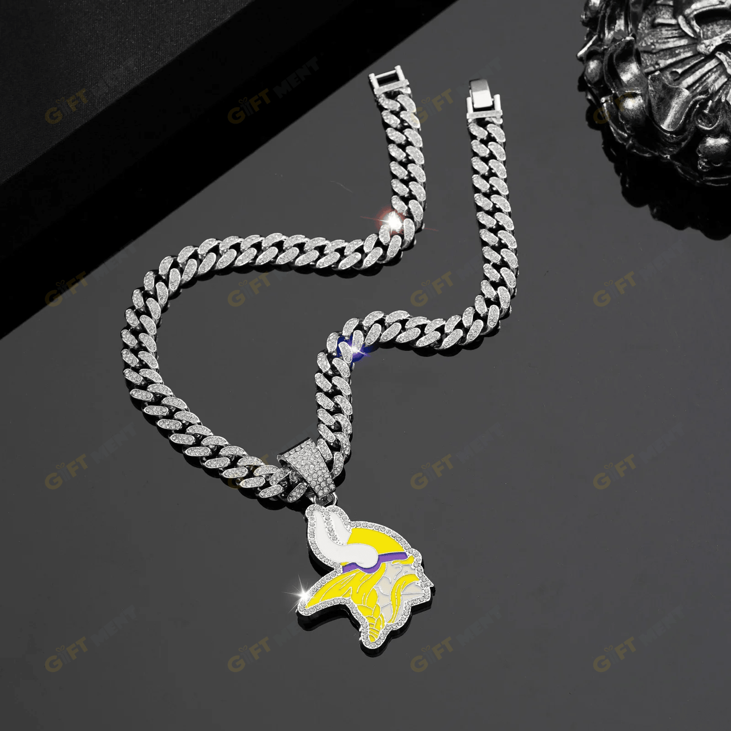 Minnesota Vikings Hip Hop Iced Out Bling Pendant Cuban Chain