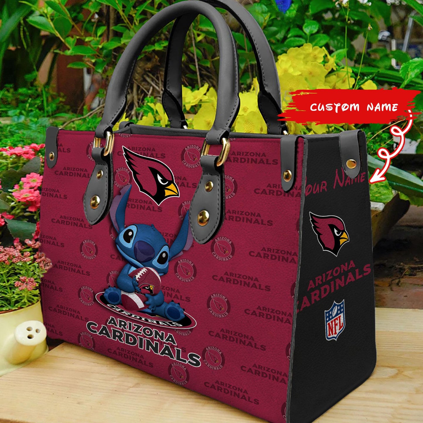 Arizona Cardinals Personalized Leather Hand Bag BB373