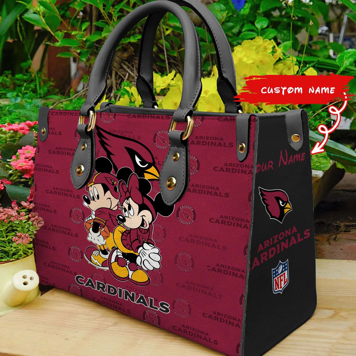 Arizona Cardinals Personalized Leather Hand Bag BB80