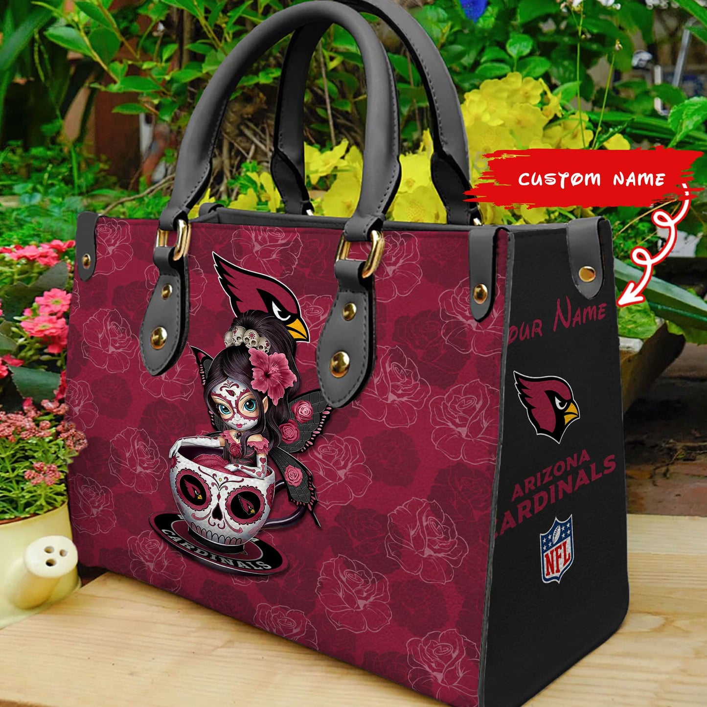 Arizona Cardinals Personalized Leather Hand Bag BB48