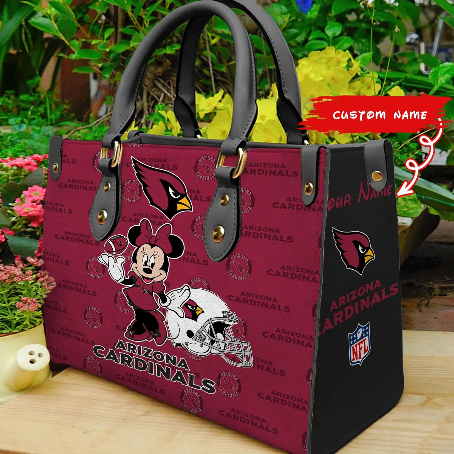 Arizona Cardinals Personalized Leather Hand Bag BB406