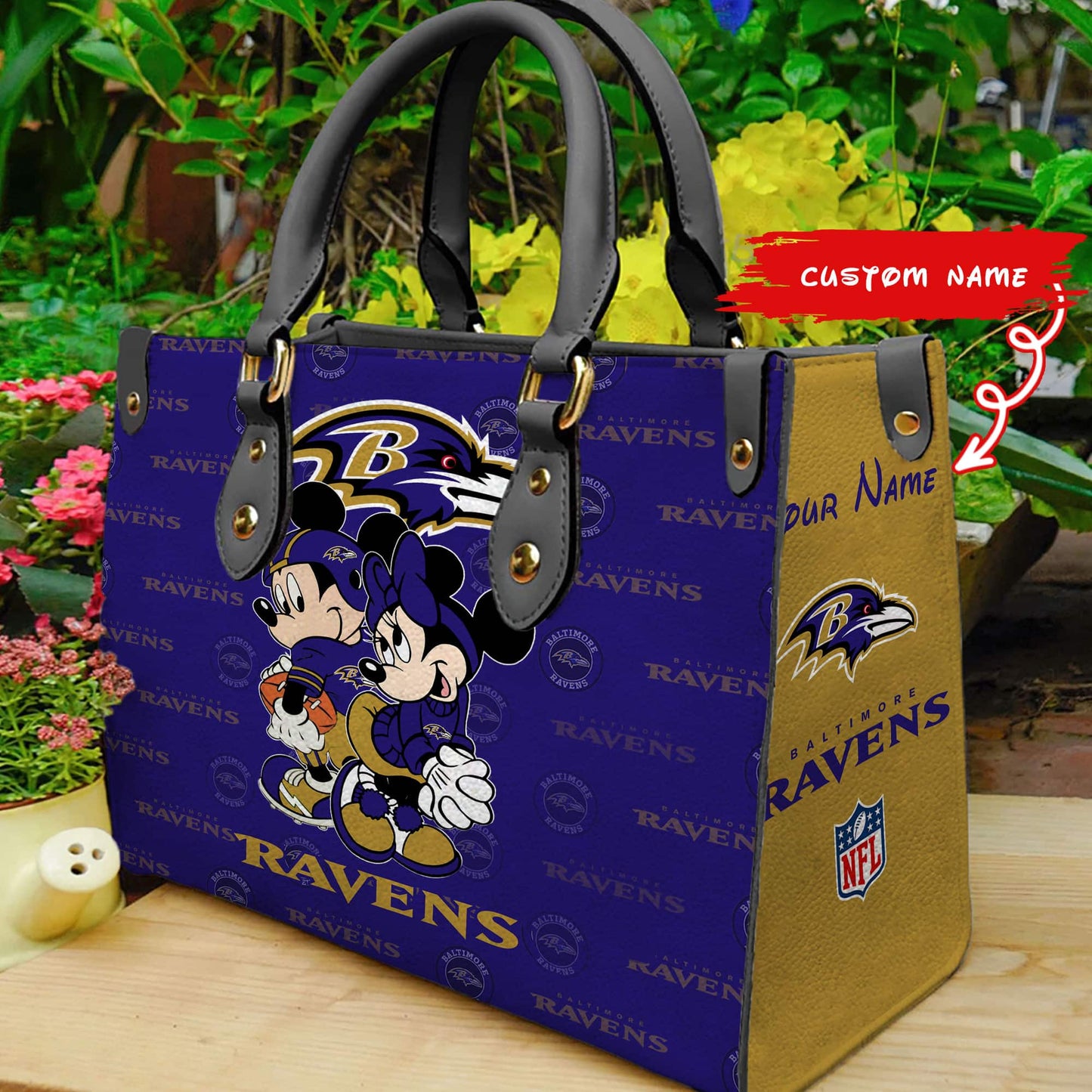 Baltimore Ravens Personalized Leather Hand Bag BB82