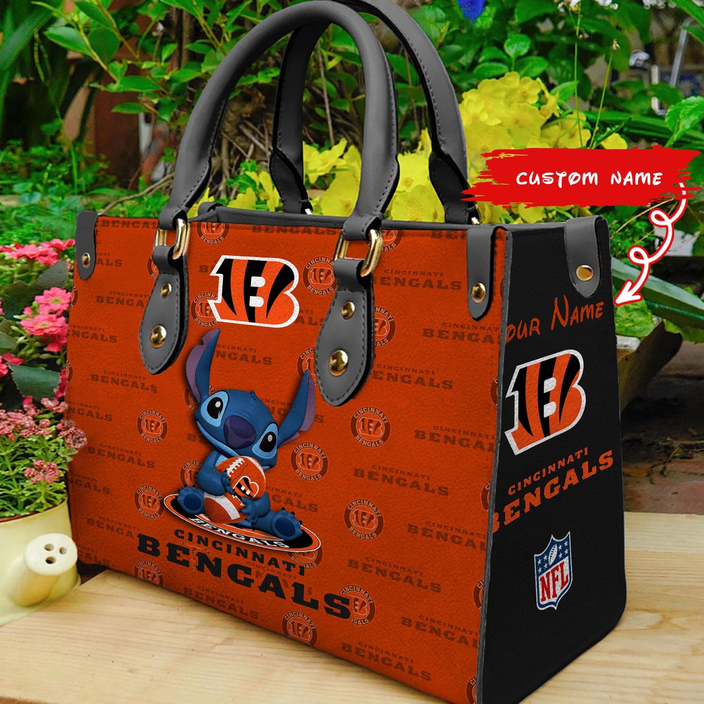 Cincinnati Bengals Personalized Leather Hand Bag BB367