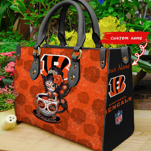 Cincinnati Bengals Personalized Leather Hand Bag BB54