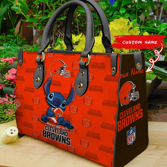 Cleveland Browns Personalized Leather Hand Bag BB366