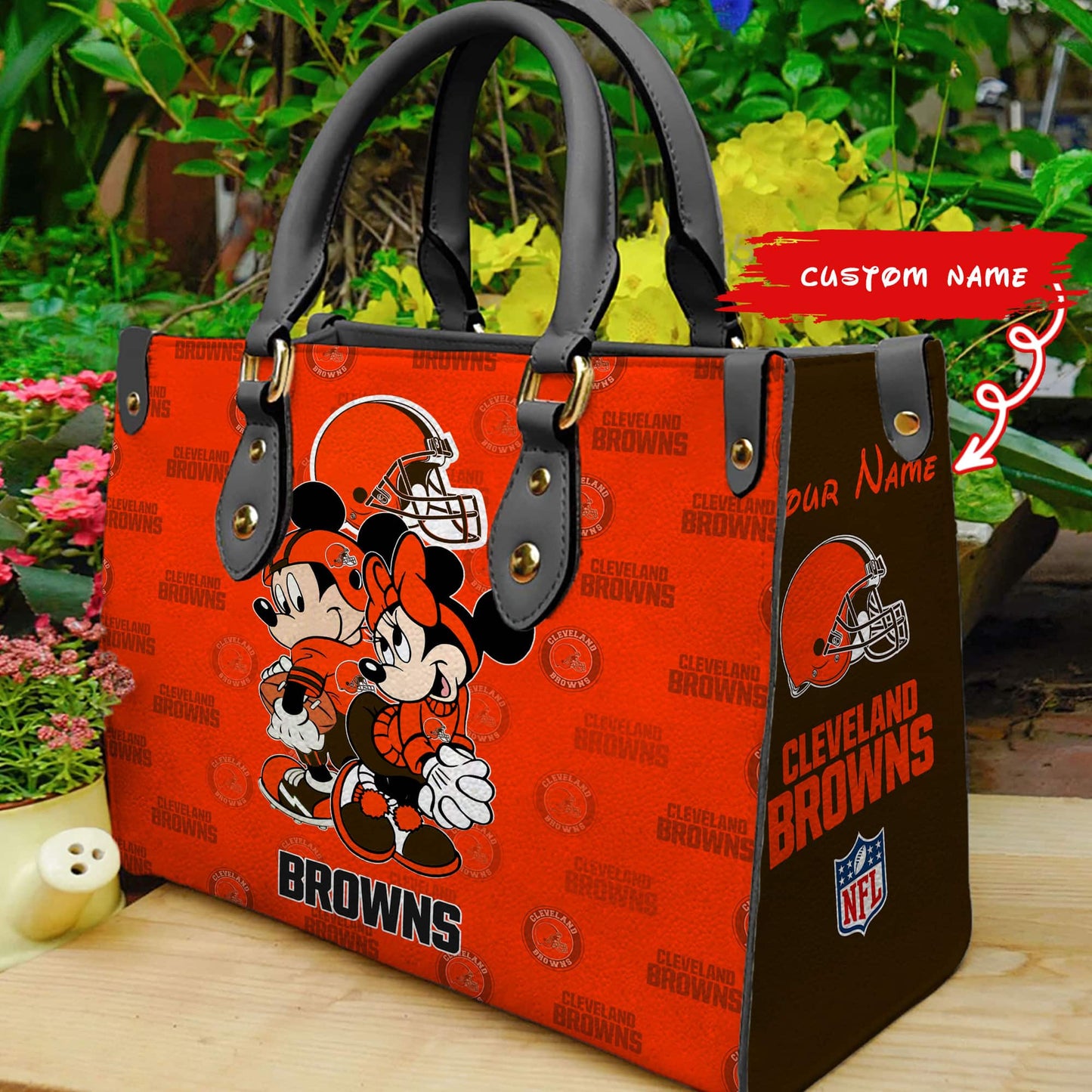 Cleveland Browns Personalized Leather Hand Bag BB87