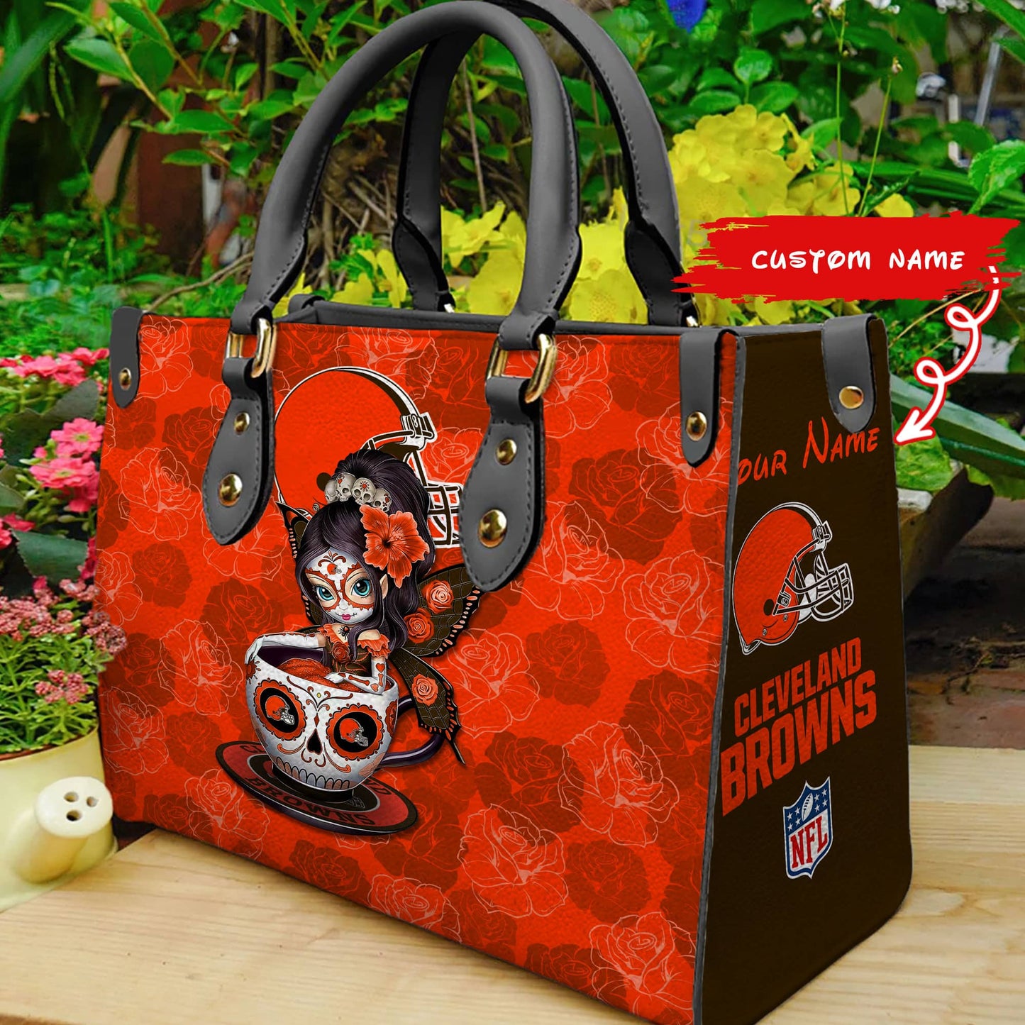 Cleveland Browns Personalized Leather Hand Bag BB55