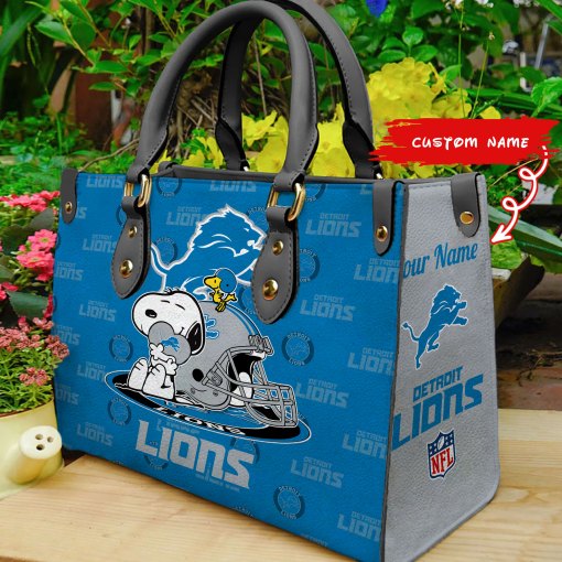Detroit Lions Personalized Leather Hand Bag BB143