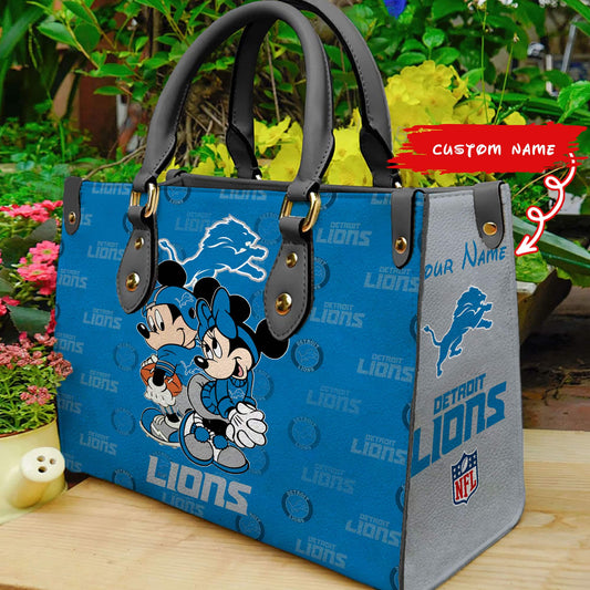 Detroit Lions Personalized Leather Hand Bag BB90