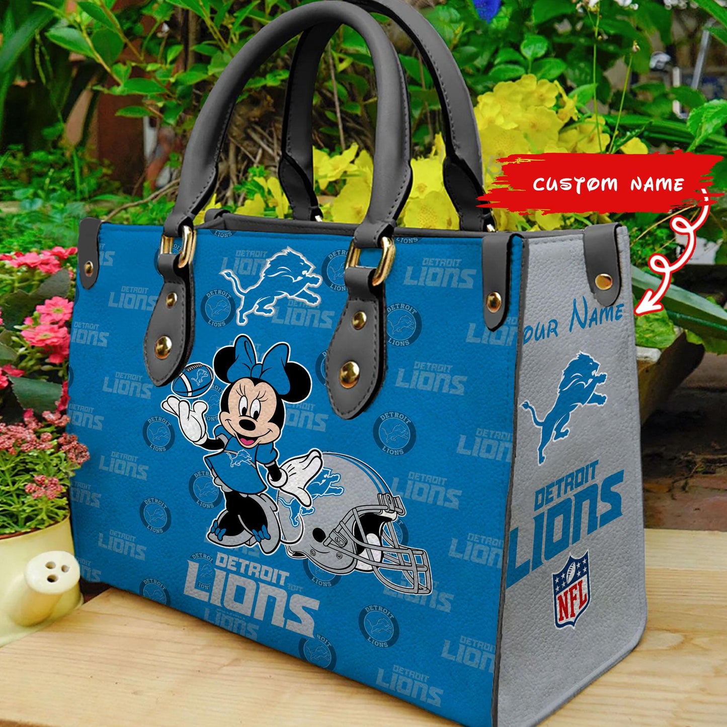 Detroit Lions Personalized Leather Hand Bag BB396