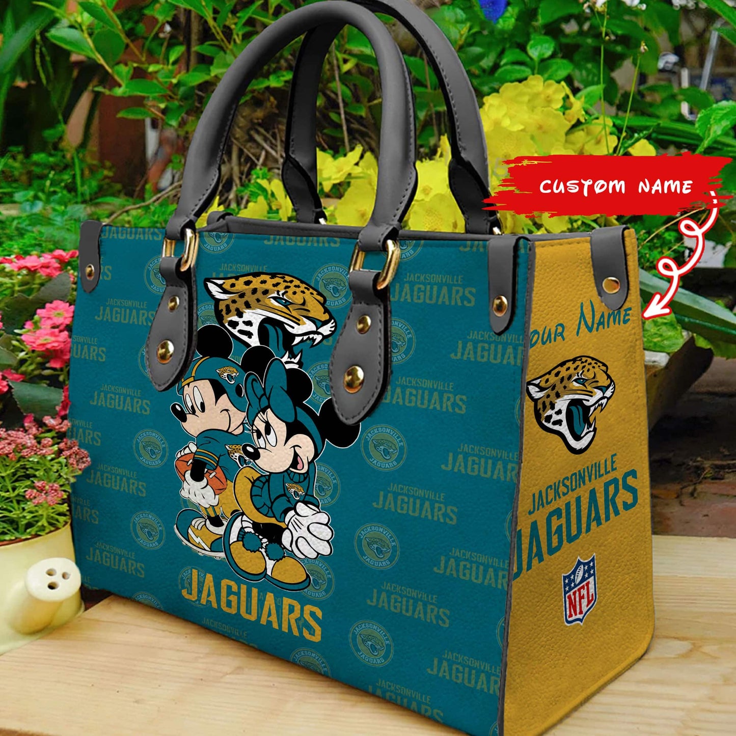 Jacksonville Jaguars Personalized Leather Hand Bag BB94