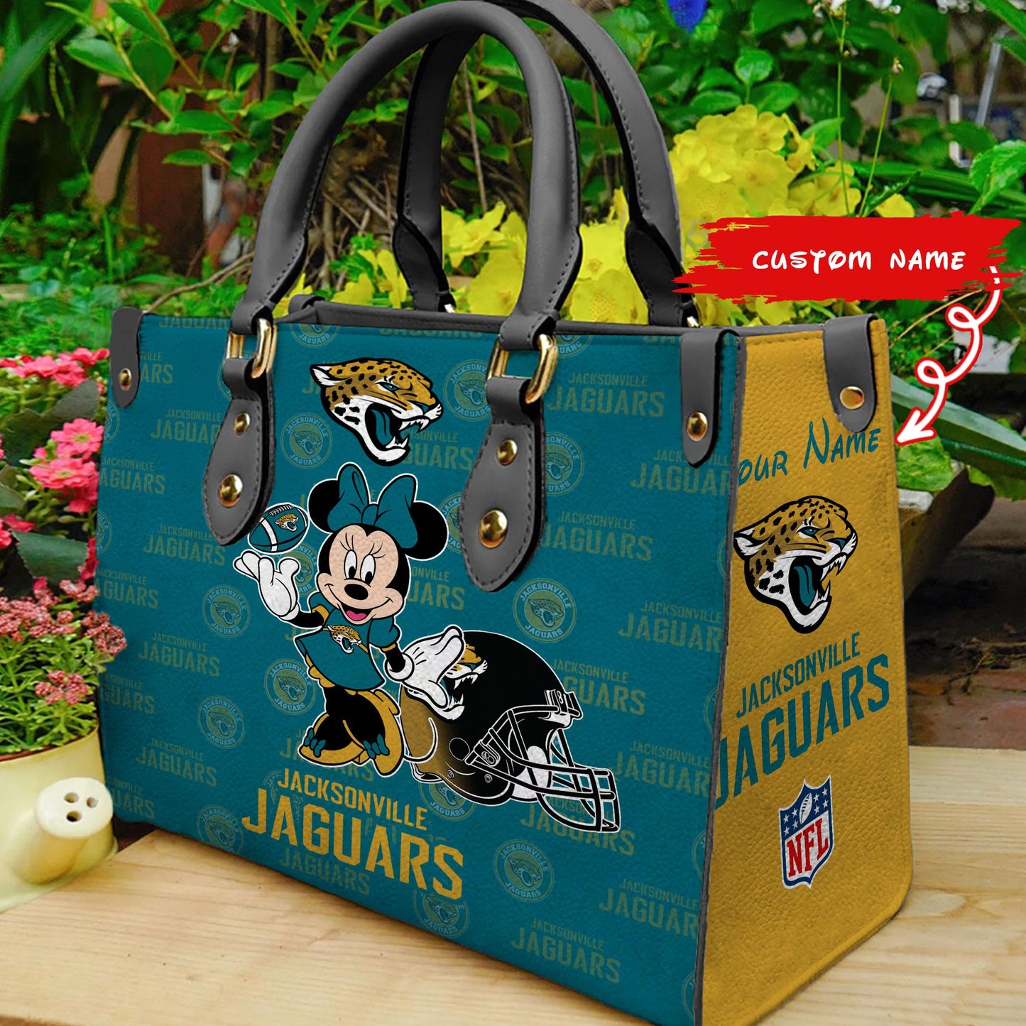Jacksonville Jaguars Personalized Leather Hand Bag BB392