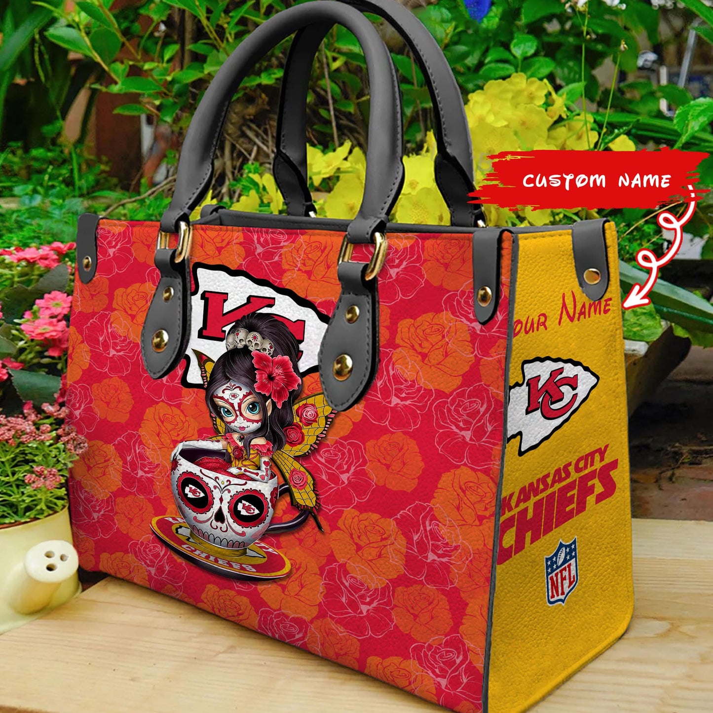 Kansas City Chiefs Personalized Leather Hand Bag BB63